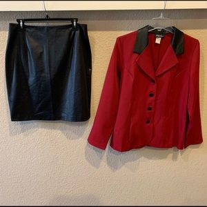 Odds & Evens faux leather skirt set. EUC. Size12.